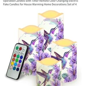 Floral LED Candles with Remote - Set of 4